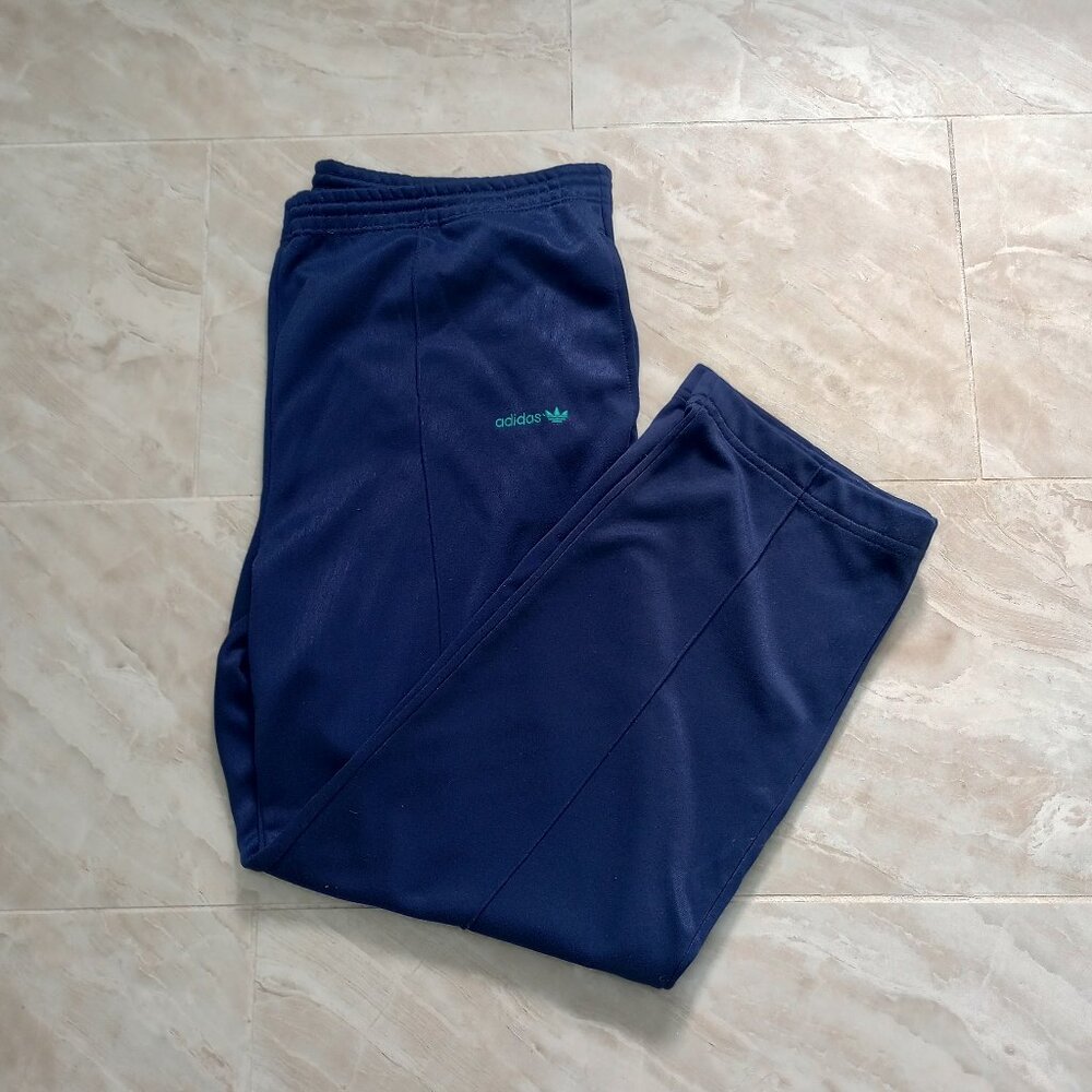 Vintage Adidas Dark Blue Sweat Pants sz L Straight Leg Drawstring Pockets
